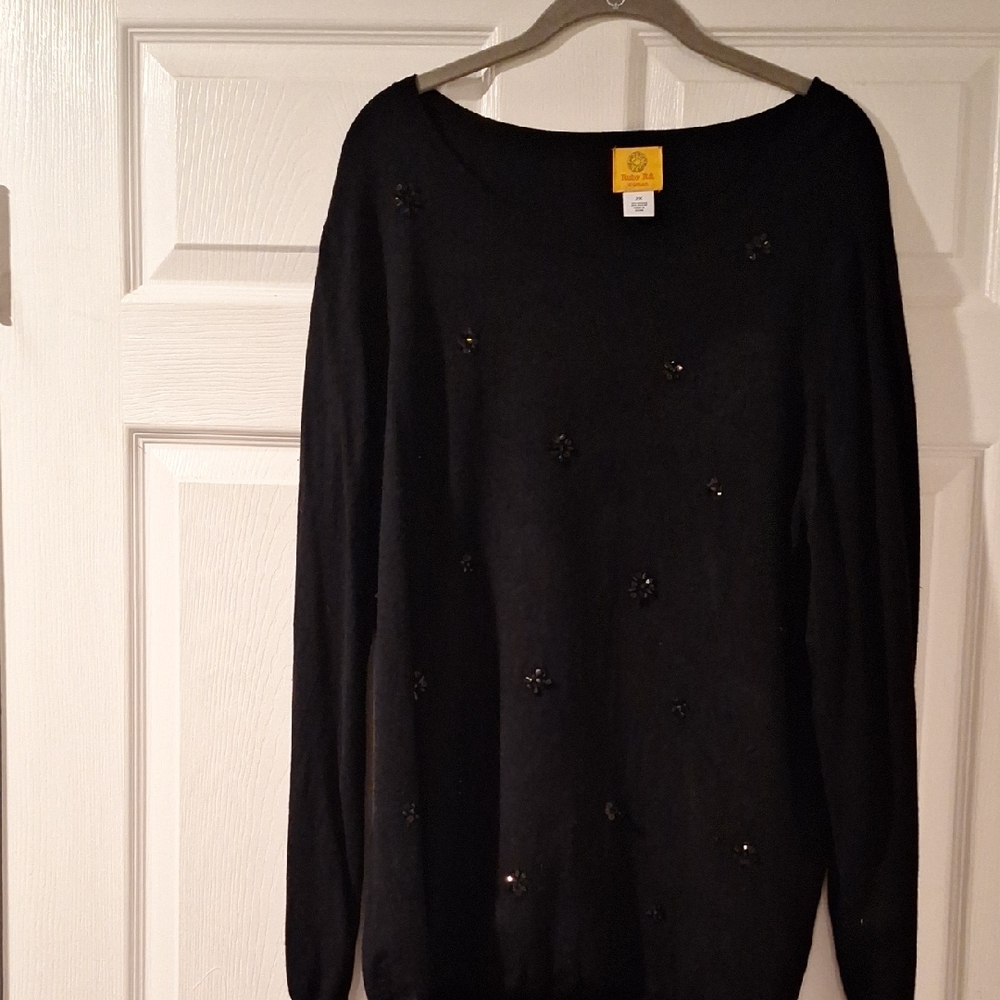 Ruby Rd. Black Sweater with Embellishments